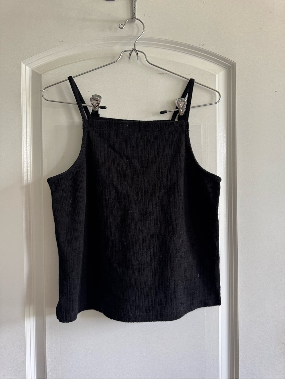 Madewell | Black Textured Boxy Spaghetti Strap Blouse Size Medium